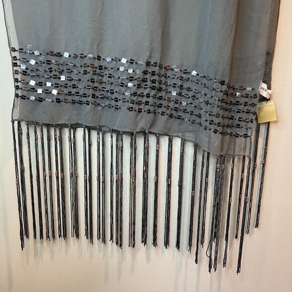 NWT Bijoux Terner Gray Sheer Shawl with sequins - Picture 2 of 8